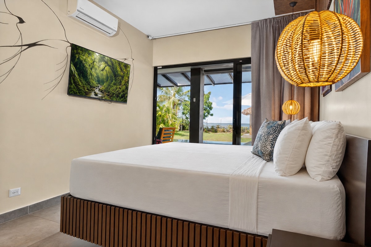 Costa Rica villa bedroom with soft neutral decor